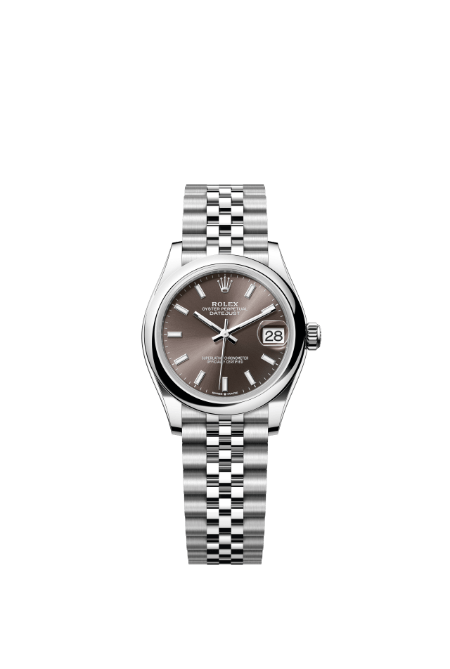 Rolex Datejust 31, Oyster, 31 mm, Oystersteel, dark grey dial