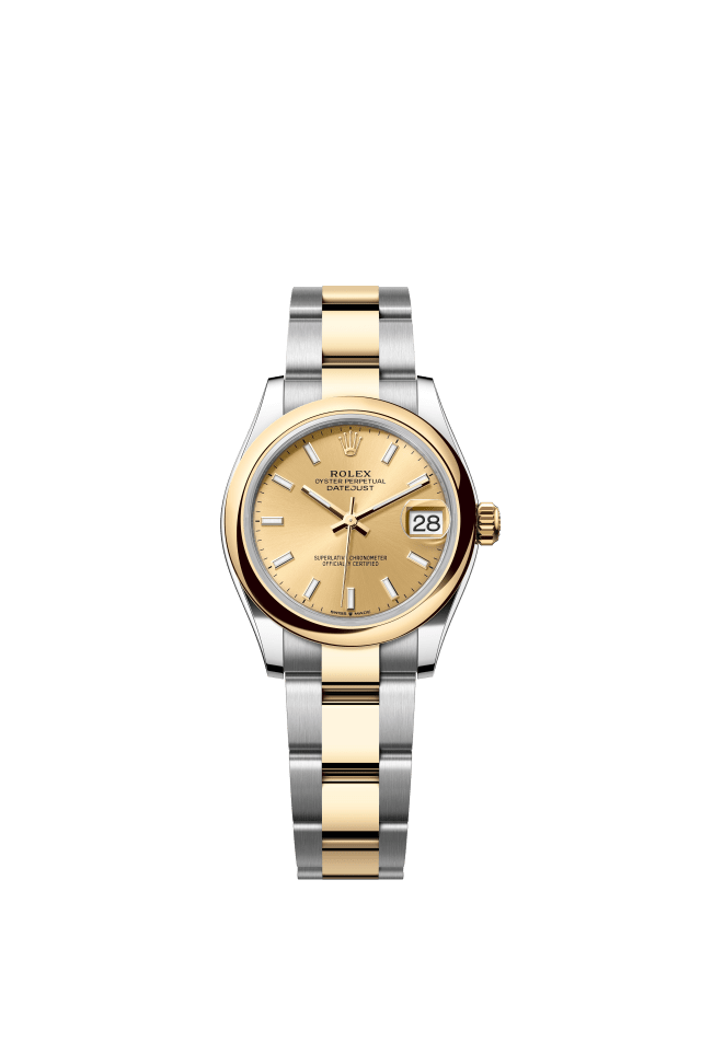 Rolex Datejust 31, Oyster, 31 mm, Oystersteel and yellow gold, champagne-colour dial