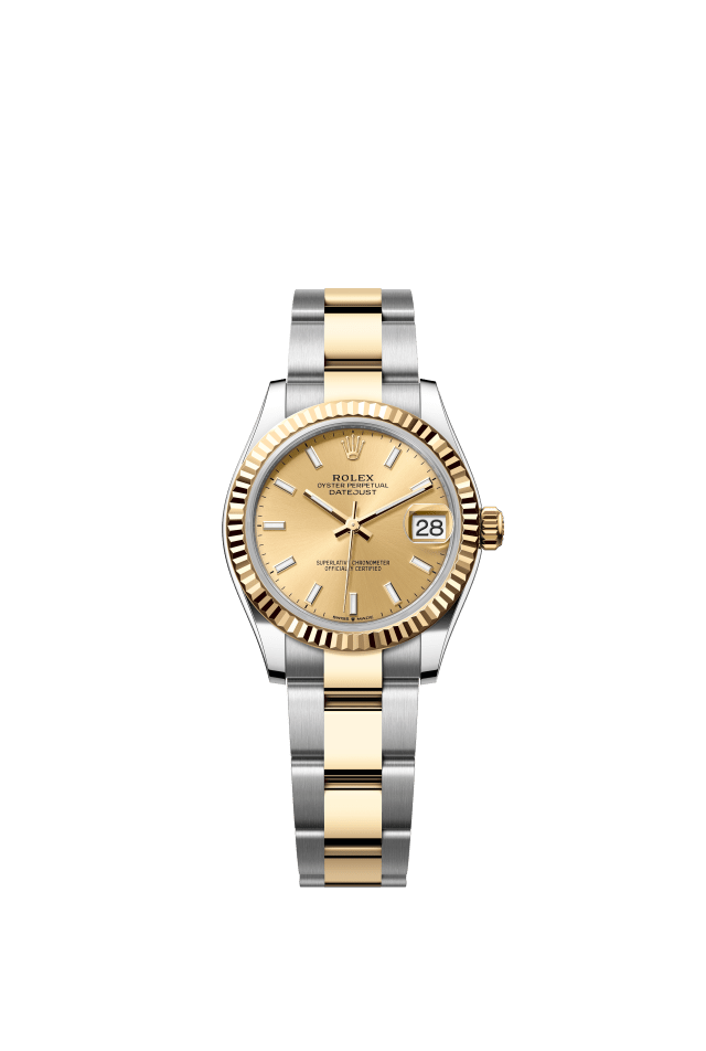Rolex Datejust 31, Oyster, 31 mm, Oystersteel and yellow gold, champagne-colour dial