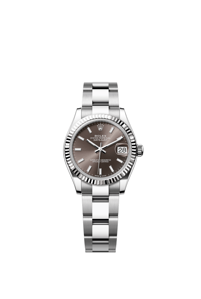 Rolex Datejust 31, Oyster, 31 mm, Oystersteel and white gold, dark grey dial