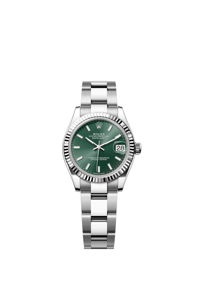 Rolex Datejust 31, Oyster, 31 mm, Oystersteel and white gold, mint green dial