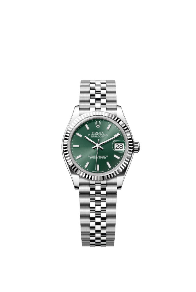 Rolex Datejust 31, Oyster, 31 mm, Oystersteel and white gold, mint green dial