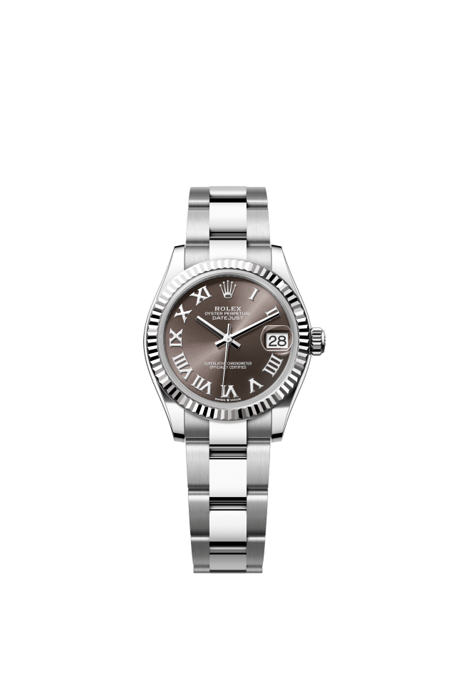 Rolex Datejust 31, Oyster, 31 mm, Oystersteel and white gold, dark grey dial