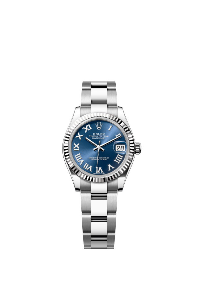 Rolex Datejust 31, Oyster, 31 mm, Oystersteel and white gold, bright blue dial