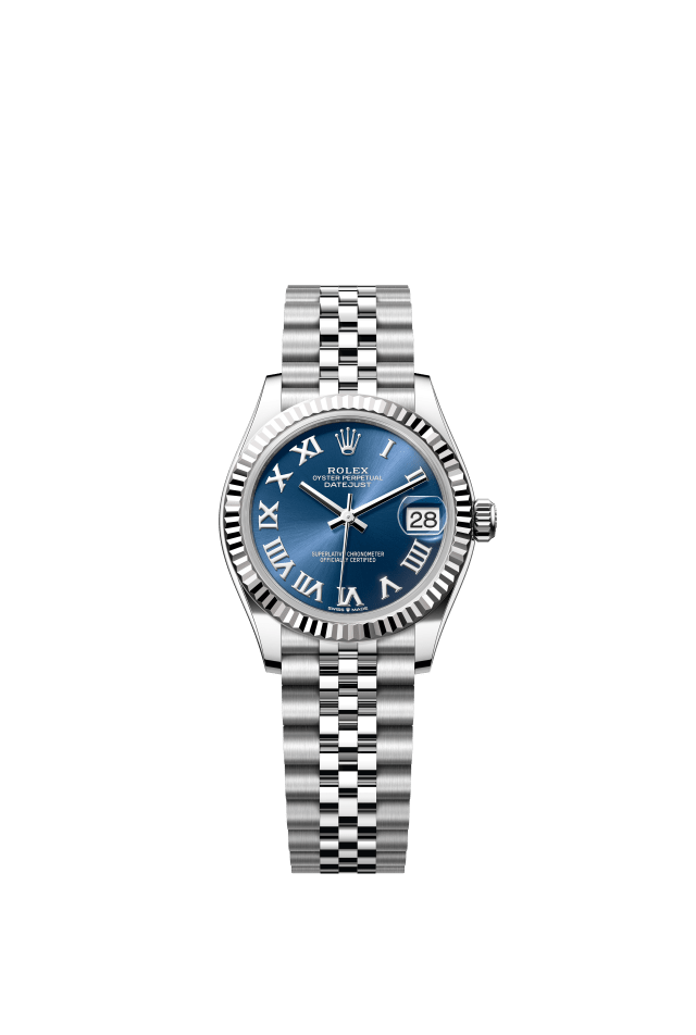 Rolex Datejust 31, Oyster, 31 mm, Oystersteel and white gold, bright blue dial