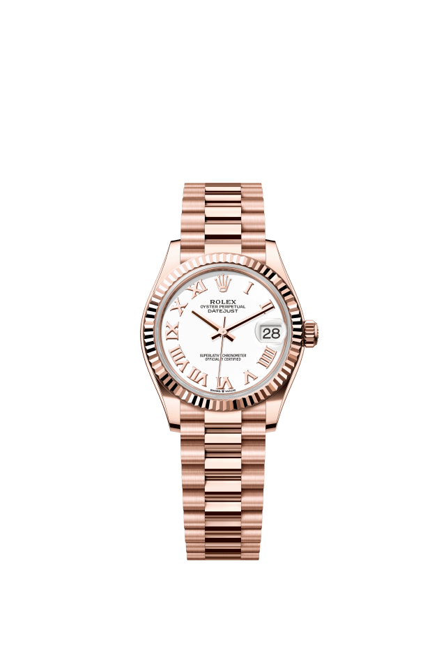 Rolex Datejust 31, Oyster, 31 mm, Everose gold, white dial
