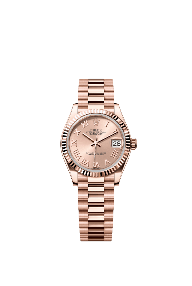 Rolex Datejust 31, Oyster, 31 mm, Everose gold, rosé-colour dial