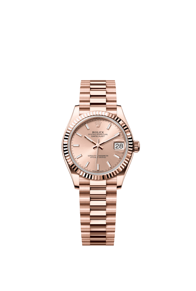 Rolex Datejust 31, Oyster, 31 mm, Everose gold, rosé-colour dial