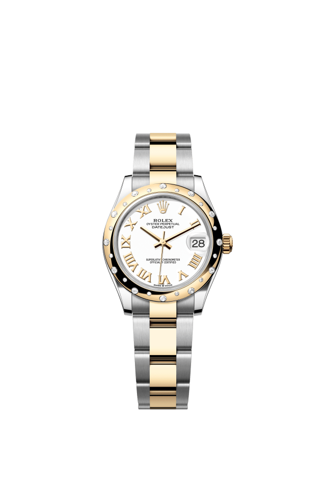 Rolex Datejust 31, Oyster, 31 mm, Oystersteel, yellow gold and diamonds, white dial
