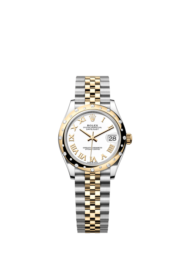 Rolex Datejust 31, Oyster, 31 mm, Oystersteel, yellow gold and diamonds, white dial
