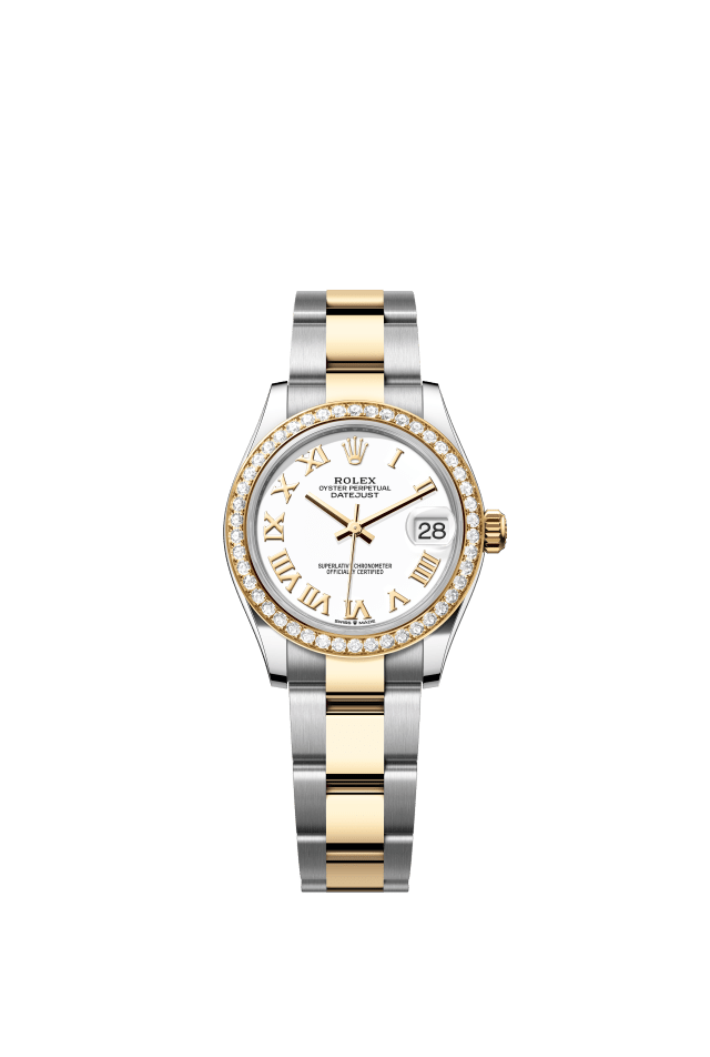 Rolex Datejust 31, Oyster, 31 mm, Oystersteel, yellow gold and diamonds, white dial