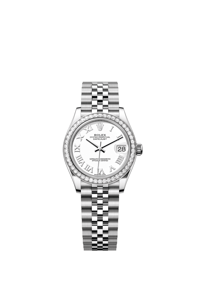 Rolex Datejust 31, Oyster, 31 mm, Oystersteel, white gold and diamonds, white dial