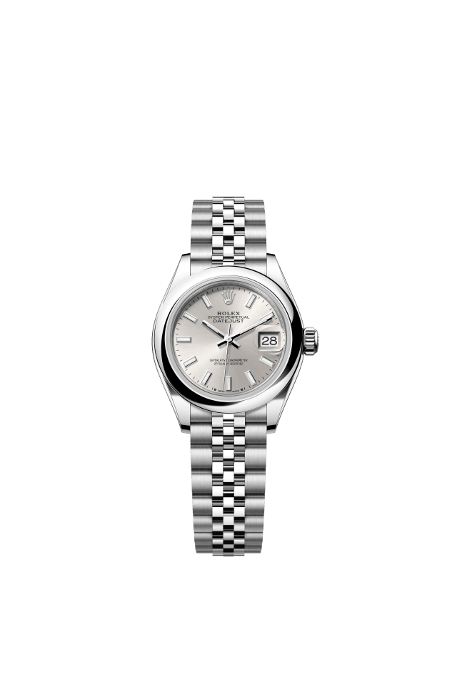 Rolex Lady-Datejust, Oyster, 28 mm, Oystersteel, silver dial