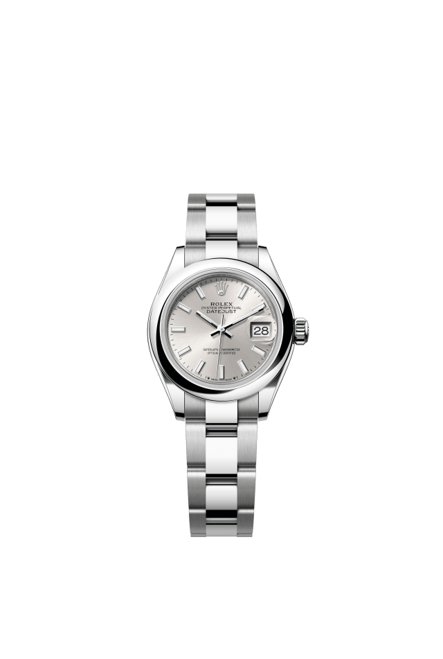 Rolex Lady-Datejust, Oyster, 28 mm, Oystersteel, silver dial