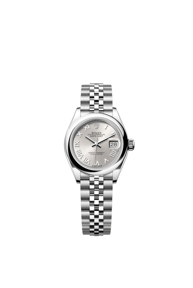 Rolex Lady-Datejust, Oyster, 28 mm, Oystersteel, silver dial