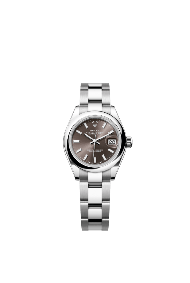 Rolex Lady-Datejust, Oyster, 28 mm, Oystersteel, dark grey dial