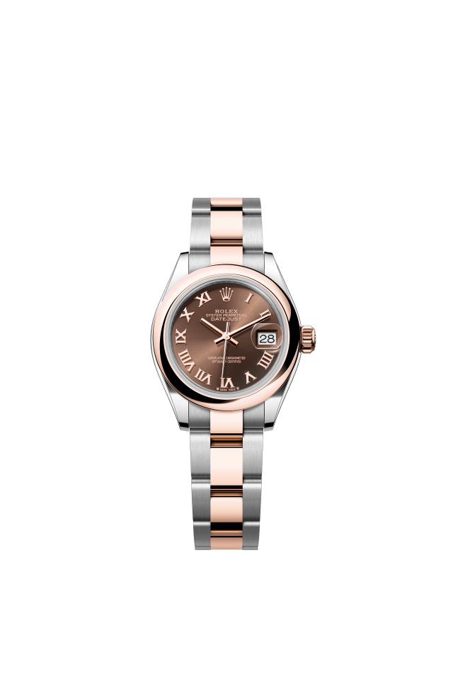 Rolex Lady-Datejust, Oyster, 28 mm, Oystersteel and Everose gold, chocolate dial