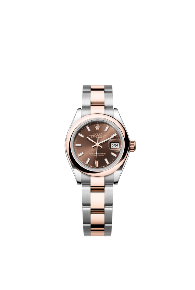 Rolex Lady-Datejust, Oyster, 28 mm, Oystersteel and Everose gold, chocolate dial