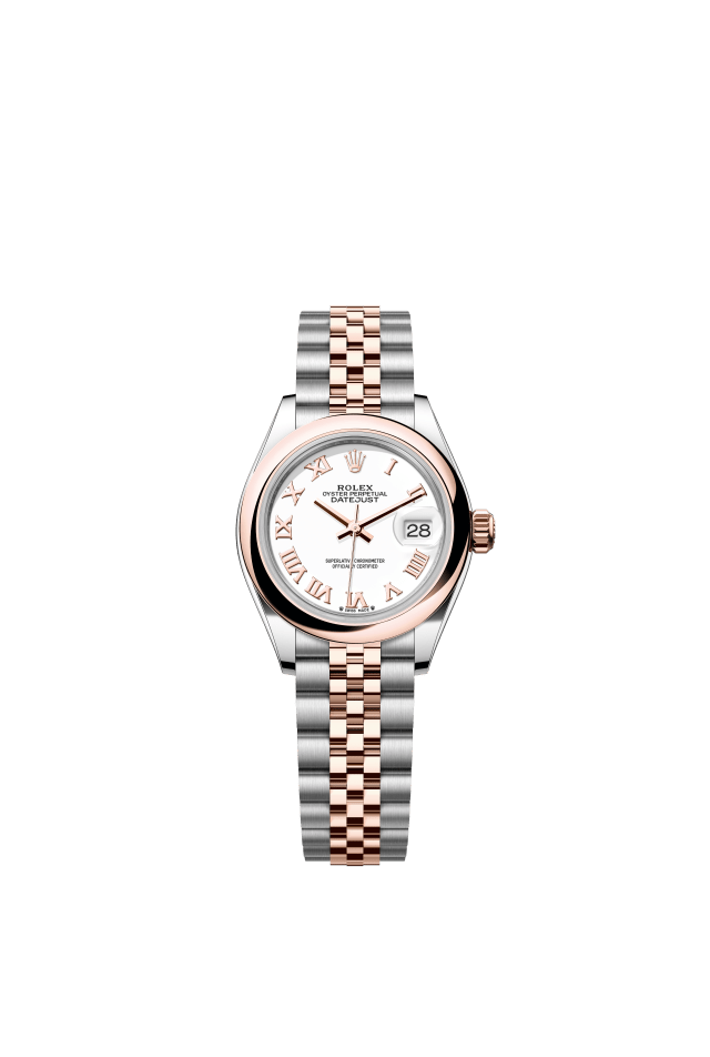 Rolex Lady-Datejust, Oyster, 28 mm, Oystersteel and Everose gold, white dial