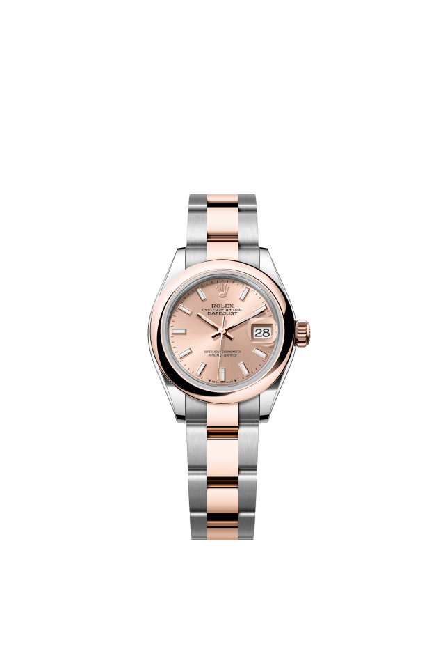 Rolex Lady-Datejust, Oyster, 28 mm, Oystersteel and Everose gold, rosé-colour dial