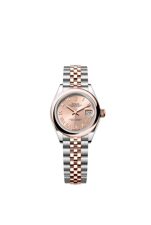 Rolex Lady-Datejust, Oyster, 28 mm, Oystersteel and Everose gold, rosé-colour dial