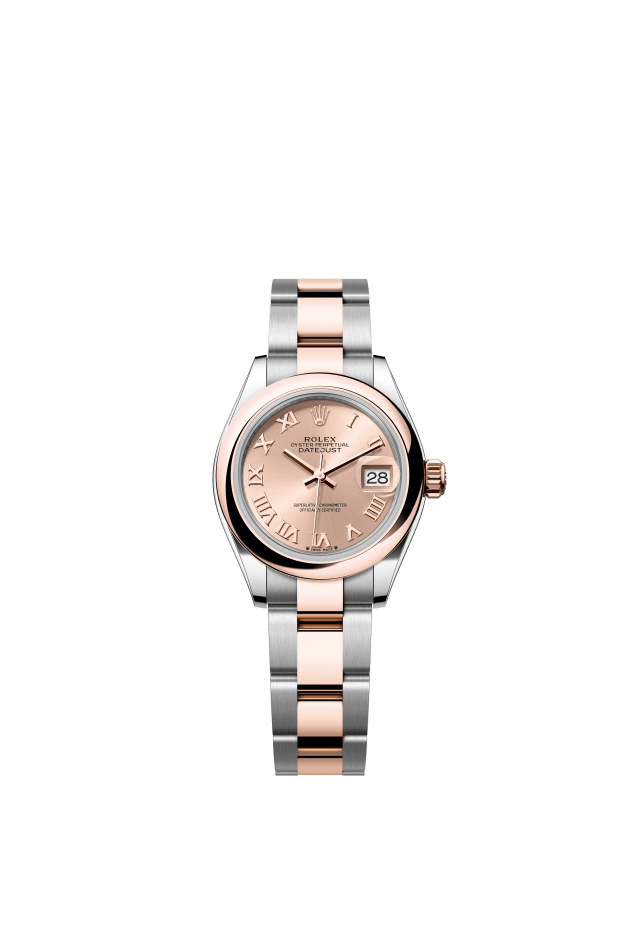 Rolex Lady-Datejust, Oyster, 28 mm, Oystersteel and Everose gold, rosé-colour dial
