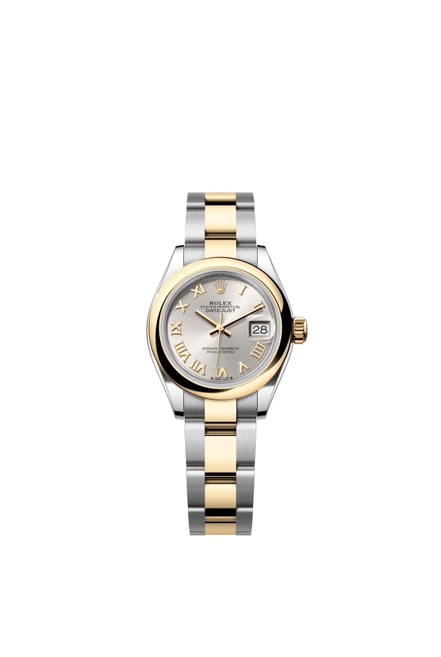 Rolex Lady-Datejust, Oyster, 28 mm, Oystersteel and yellow gold, silver dial