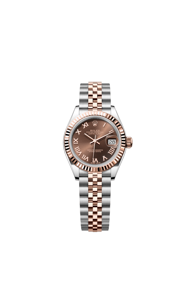Rolex Lady-Datejust, Oyster, 28 mm, Oystersteel and Everose gold, chocolate dial