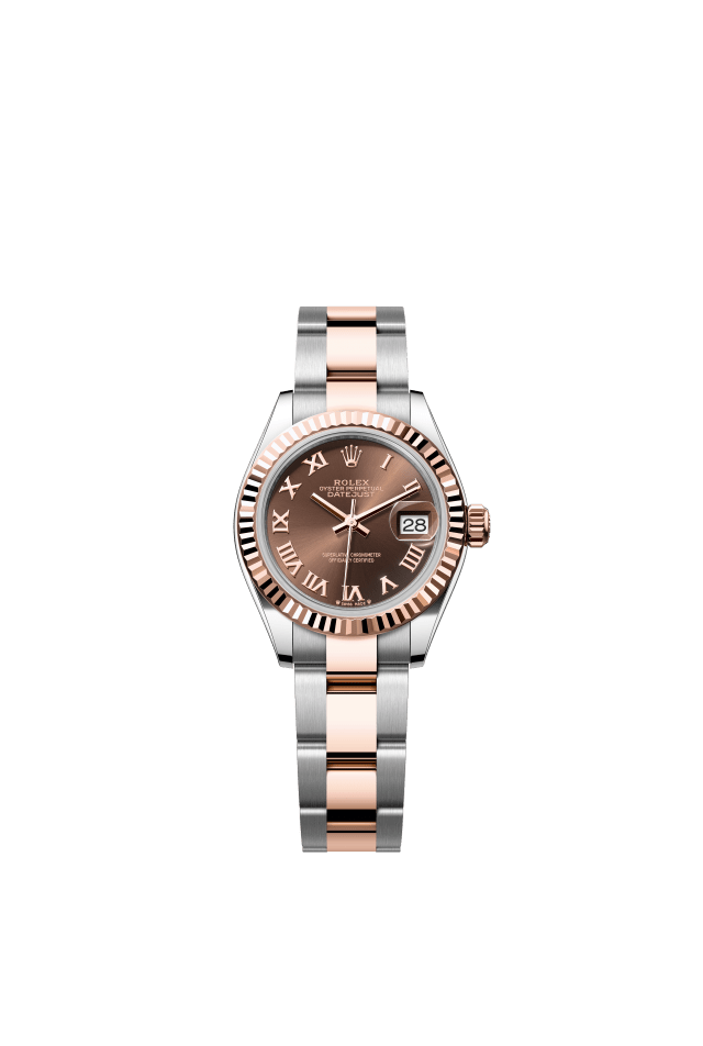 Rolex Lady-Datejust, Oyster, 28 mm, Oystersteel and Everose gold, chocolate dial
