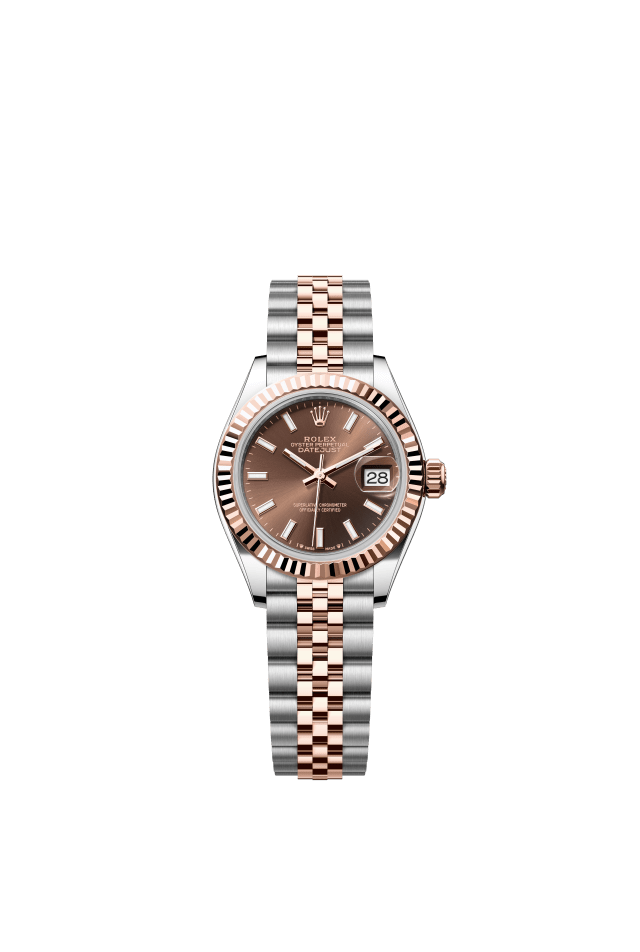 Rolex Lady-Datejust, Oyster, 28 mm, Oystersteel and Everose gold, chocolate dial