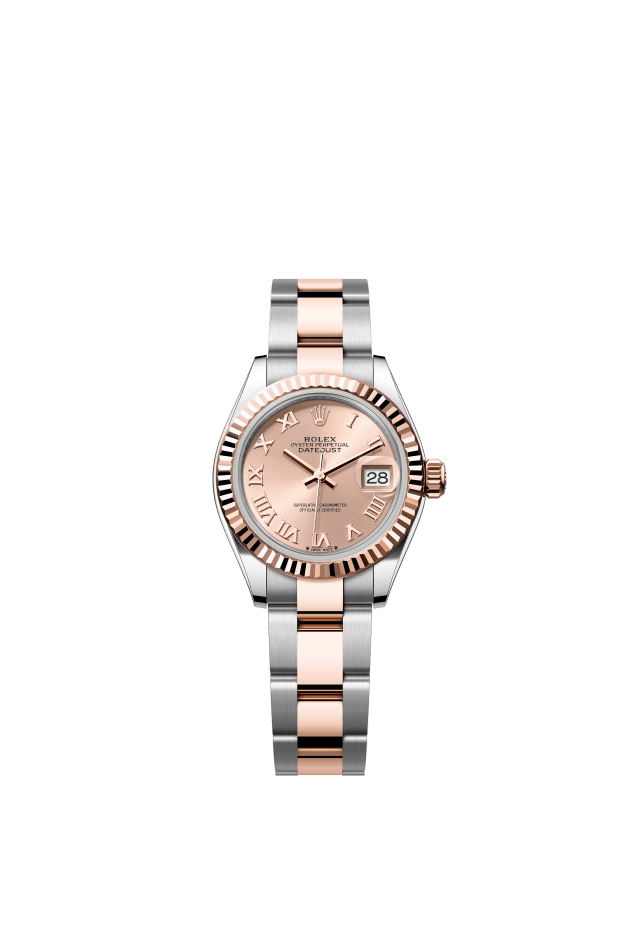 Rolex Lady-Datejust, Oyster, 28 mm, Oystersteel and Everose gold, rosé-colour dial