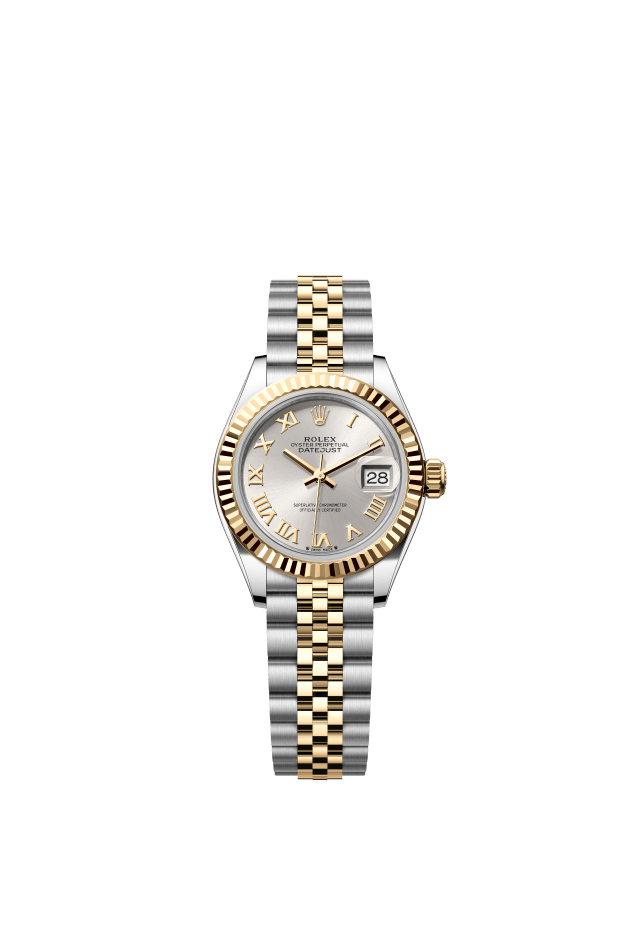 Rolex Lady-Datejust, Oyster, 28 mm, Oystersteel and yellow gold, silver dial