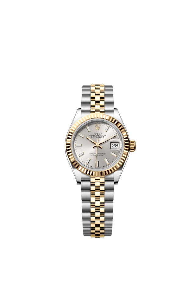 Rolex Lady-Datejust, Oyster, 28 mm, Oystersteel and yellow gold, silver dial