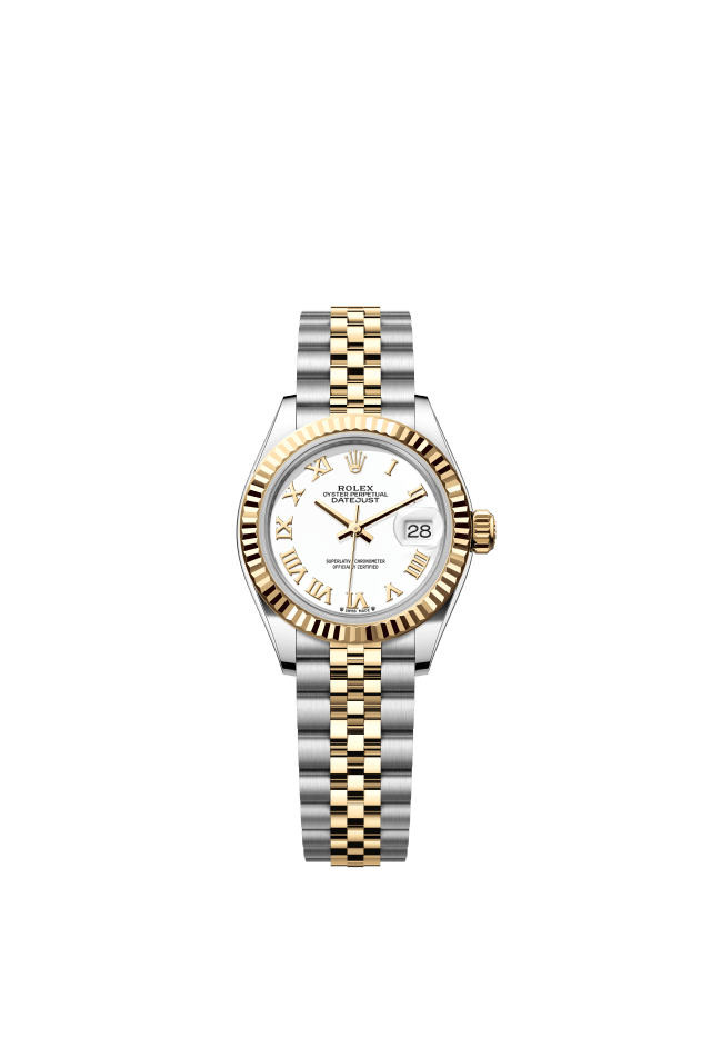 Rolex Lady-Datejust, Oyster, 28 mm, Oystersteel and yellow gold, white dial