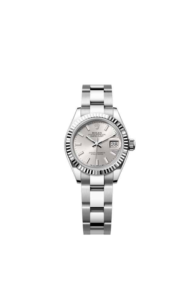Rolex Lady-Datejust, Oyster, 28 mm, Oystersteel and white gold, silver dial