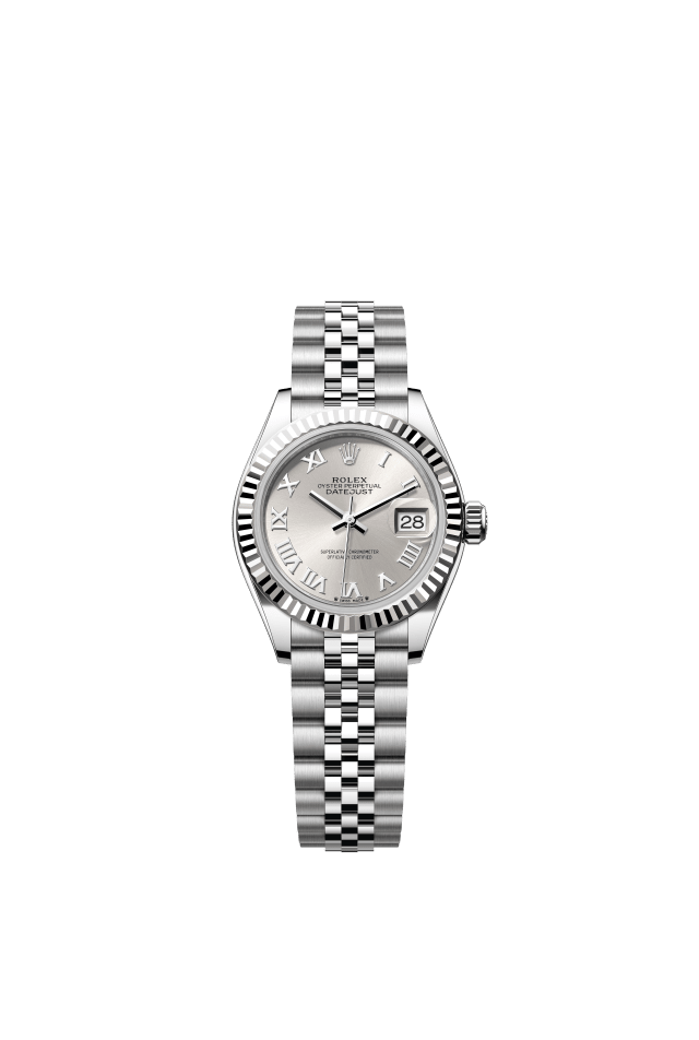 Rolex Lady-Datejust, Oyster, 28 mm, Oystersteel and white gold, silver dial