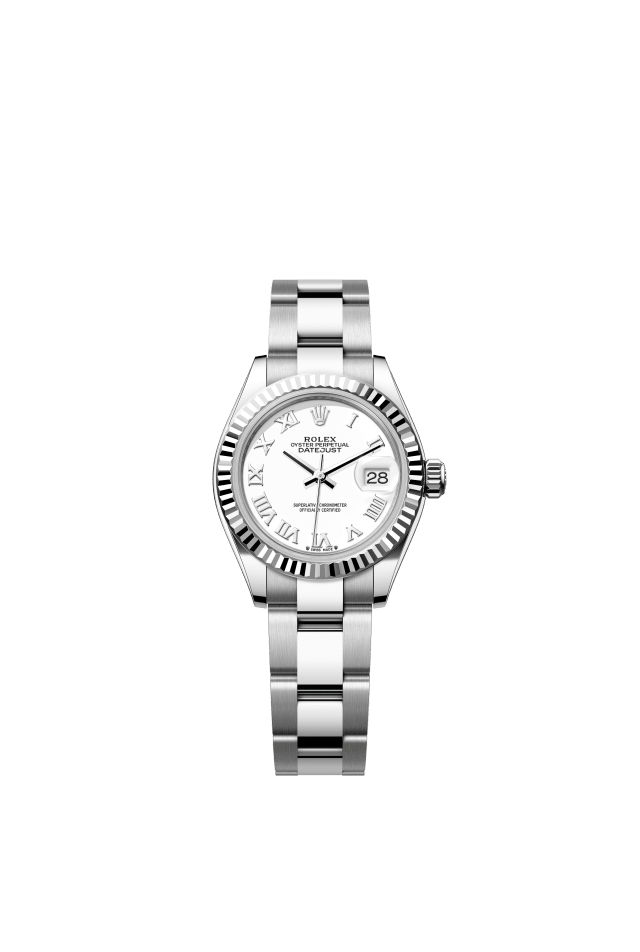 Rolex Lady-Datejust, Oyster, 28 mm, Oystersteel and white gold, white dial