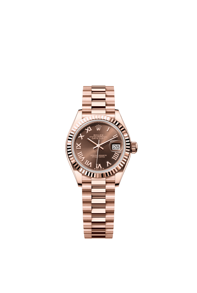 Rolex Lady-Datejust, Oyster, 28 mm, Everose gold, chocolate dial