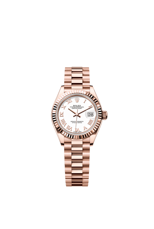 Rolex Lady-Datejust, Oyster, 28 mm, Everose gold, white dial