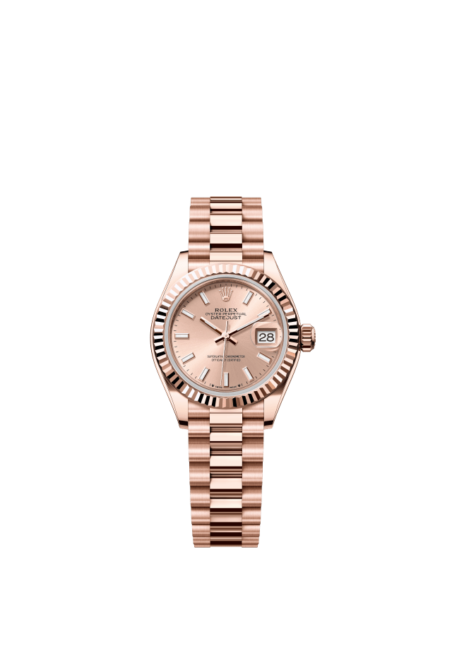 Rolex Lady-Datejust, Oyster, 28 mm, Everose gold, rosé-colour dial