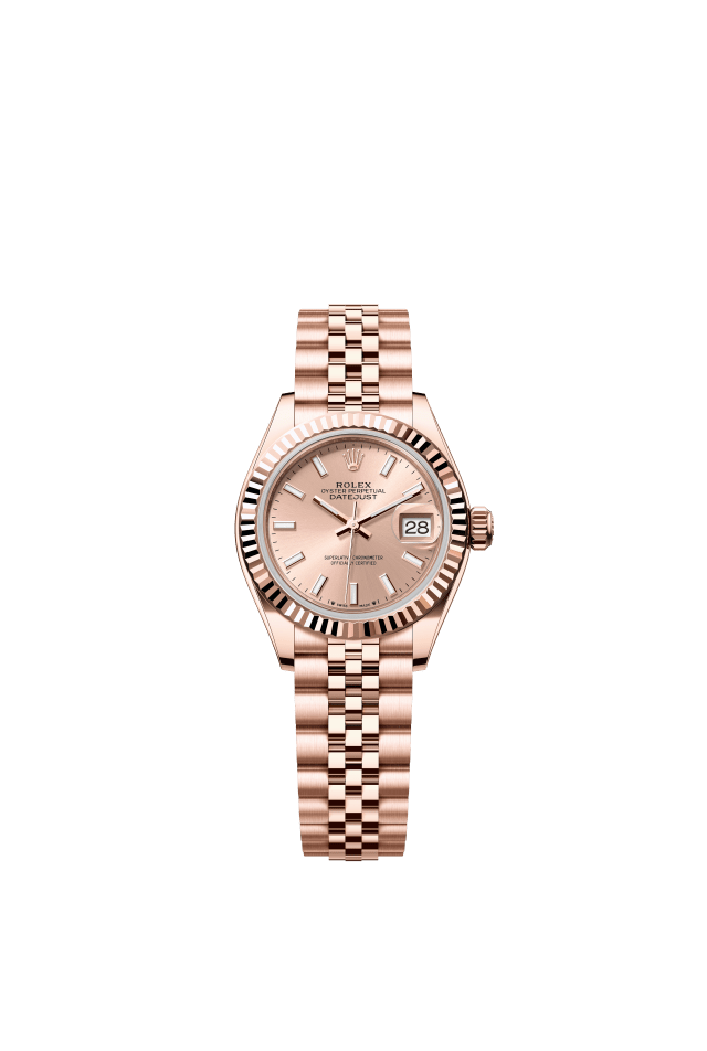 Rolex Lady-Datejust, Oyster, 28 mm, Everose gold, rosé-colour dial