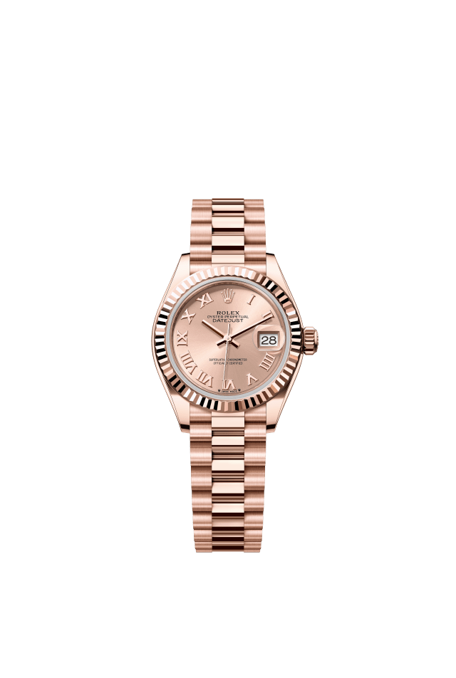 Rolex Lady-Datejust, Oyster, 28 mm, Everose gold, rosé-colour dial
