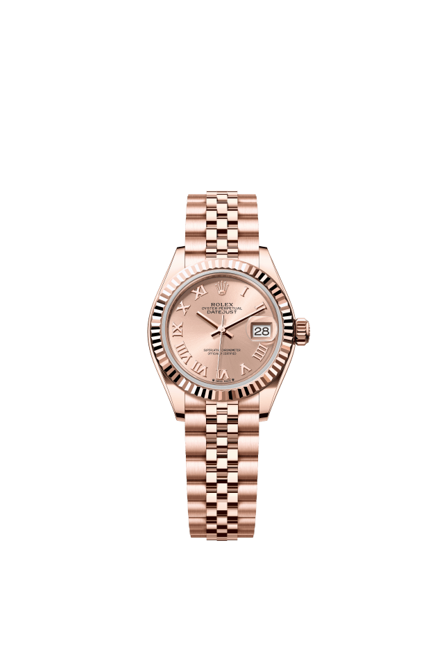 Rolex Lady-Datejust, Oyster, 28 mm, Everose gold, rosé-colour dial