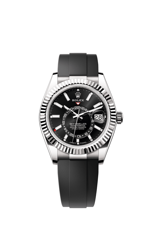 Rolex Sky-Dweller, Oyster, 42 mm, white gold, bright black dial