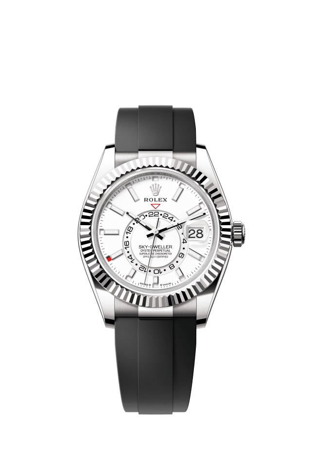Rolex Sky-Dweller, Oyster, 42 mm, white gold, intense white dial