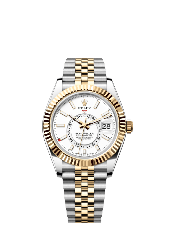 Rolex Sky-Dweller, Oyster, 42 mm, Oystersteel and yellow gold, intense white dial