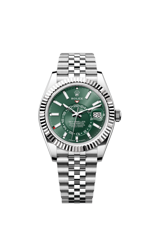 Rolex Sky-Dweller, Oyster, 42 mm, Oystersteel and white gold, mint green dial
