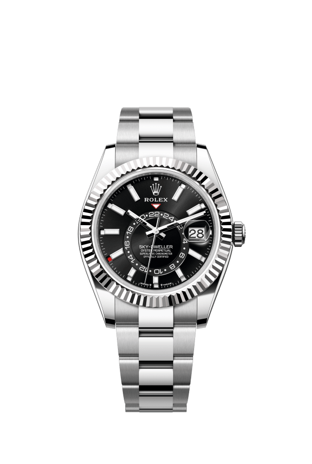 Rolex Sky-Dweller, Oyster, 42 mm, Oystersteel and white gold, bright black dial
