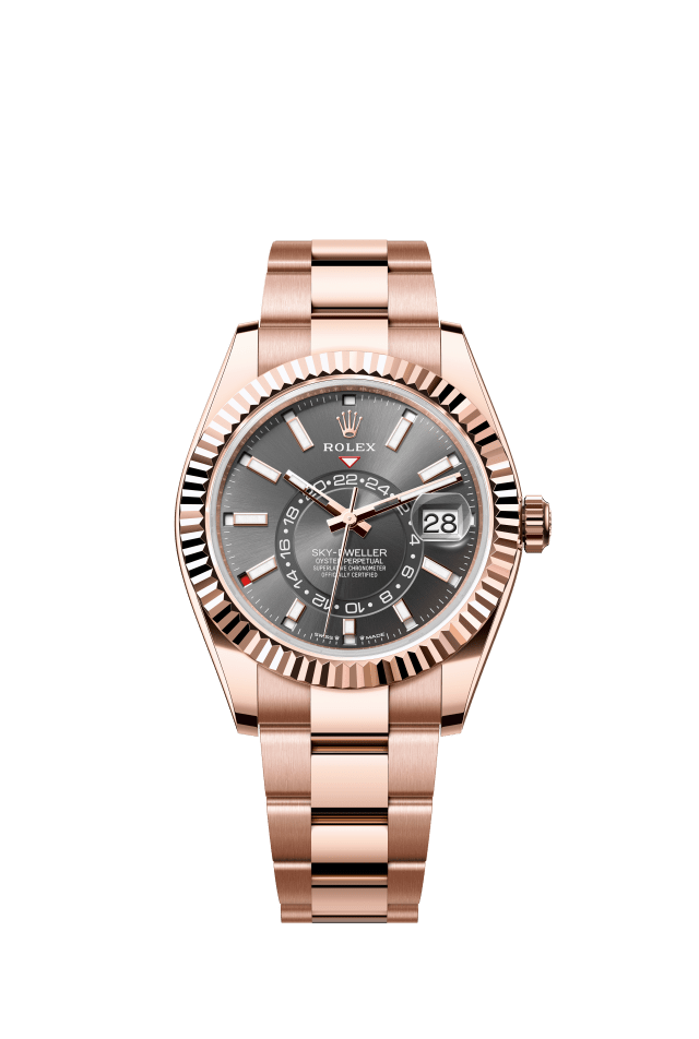 Rolex Sky-Dweller, Oyster, 42 mm, Everose gold, slate dial