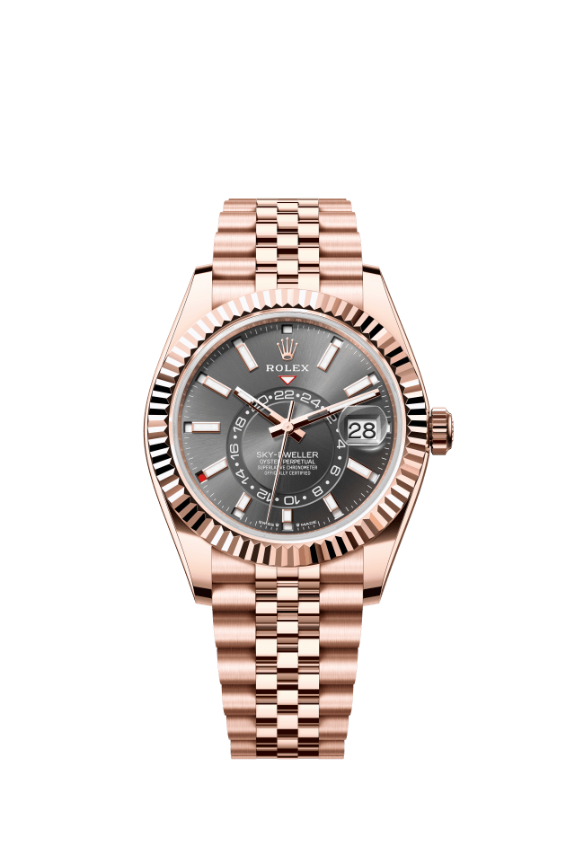 Rolex Sky-Dweller, Oyster, 42 mm, Everose gold, slate dial